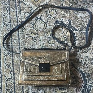 Loeffler Randall metallic gold foil Mini Ryder bag